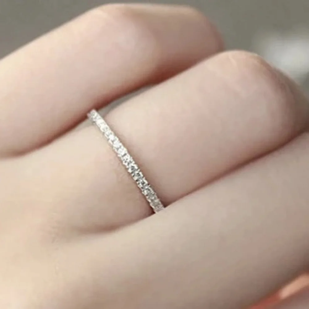 NEW 925‎ Sterling Silver Dainty Sapphire Engagement Wedding Band Ring